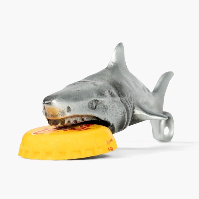 Itera Great White Shark Bottle Opener - Heavy Duty Beer & Soda Cap Opener - Unique Ocean Theme Bar Tool - Fun Beach House Kitchen Gadget Gift (Antique Silver) - Image 3